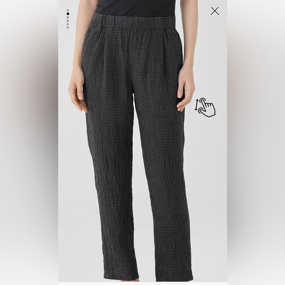 Eileen Fisher Black Checkered Pants - Picture 3 of 6